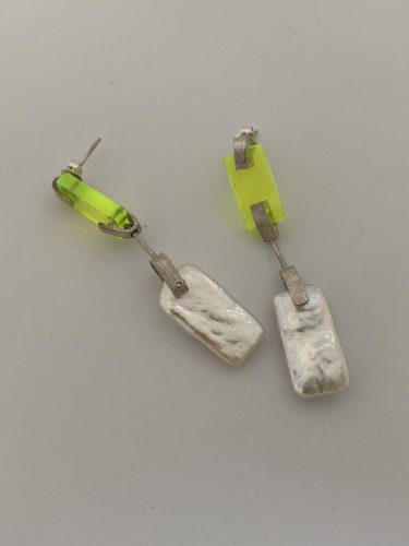 Neon Plexi Freshwater Pearl Earring 